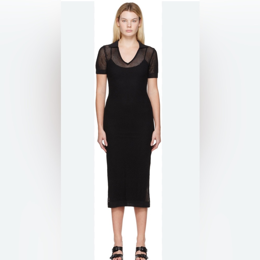 Staud Black Oceane Midi Dress by Staud